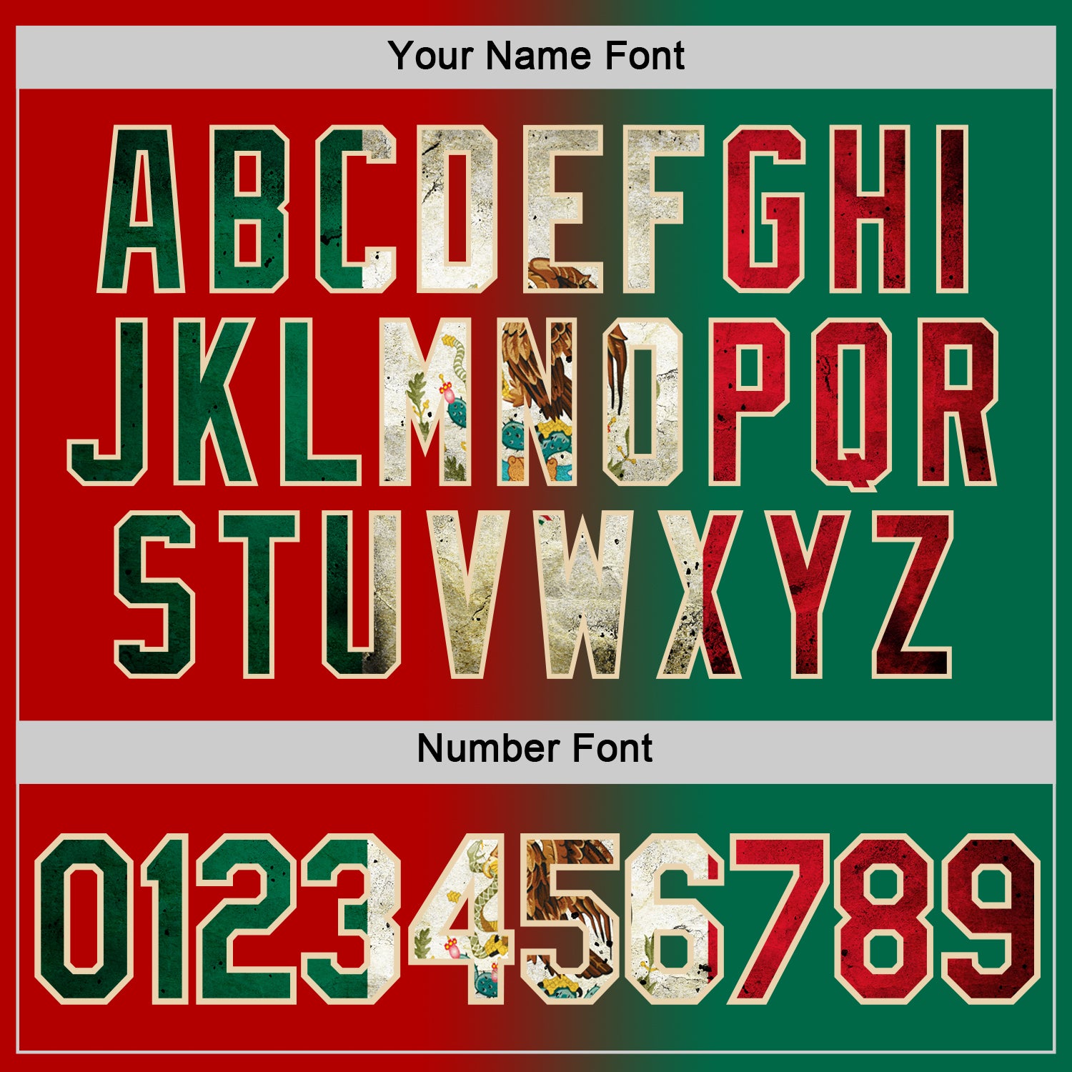 Custom Red Vintage Mexican Flag Kelly Green-City Cream Gradient Fashion Performance T-Shirt