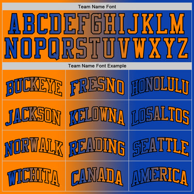 Custom Thunder Blue Bay Orange-Black Authentic Gradient Fashion Basketball Jersey