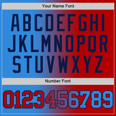 Custom Powder Blue Red-Navy Authentic Gradient Fashion Basketball Jersey