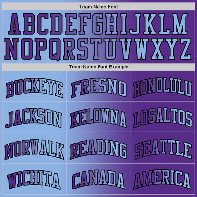 Custom Purple Light Blue-Black Authentic Gradient Fashion Basketball Jersey