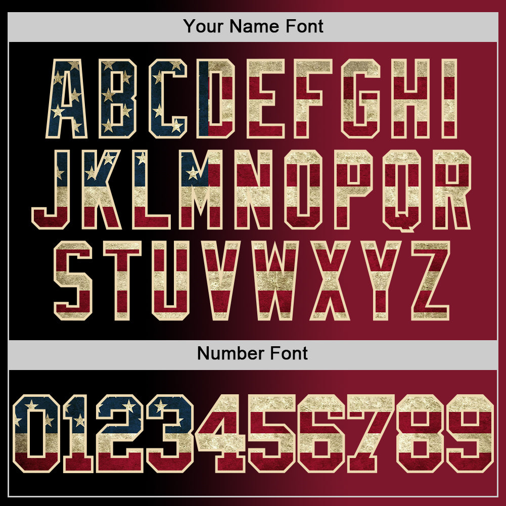 Custom Black Vintage USA Flag Crimson-Cream Authentic Gradient Fashion Basketball Jersey