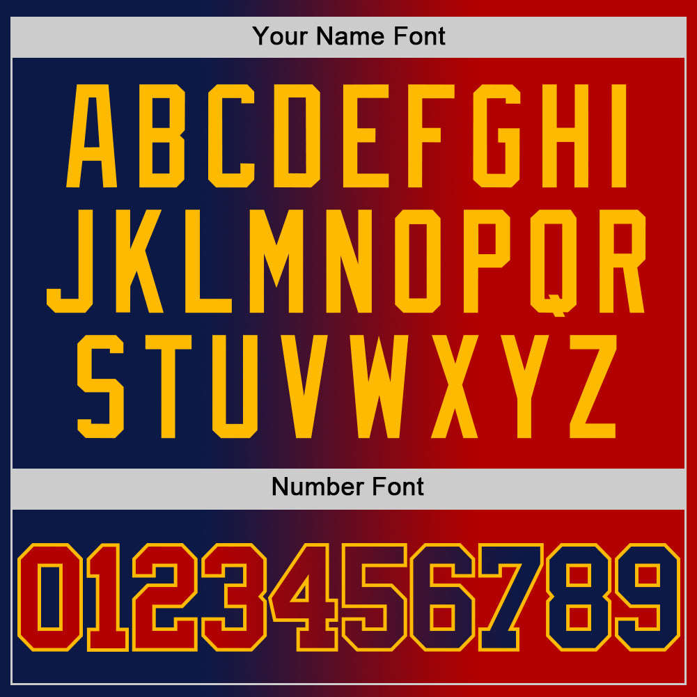 Custom Navy Red-Gold Authentic Gradient Fashion Basketball Jersey