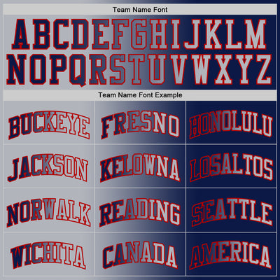 Custom Navy Gray-Red Authentic Gradient Fashion Basketball Jersey