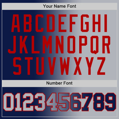 Custom Navy Gray-Red Authentic Gradient Fashion Basketball Jersey