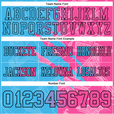 Custom Sky Blue Pink-Black Authentic Gradient Fashion Scratch Football Jersey