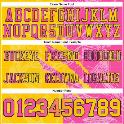 Custom Yellow Pink-Black Authentic Gradient Fashion Scratch Football Jersey