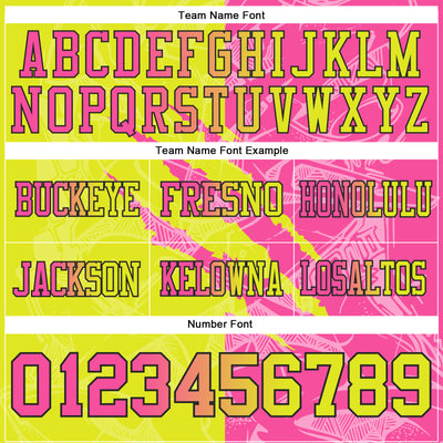 Custom Neon Yellow Pink-Black Authentic Gradient Fashion Scratch Football Jersey