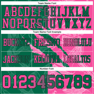 Custom Kelly Green Pink-Black Authentic Gradient Fashion Scratch Football Jersey