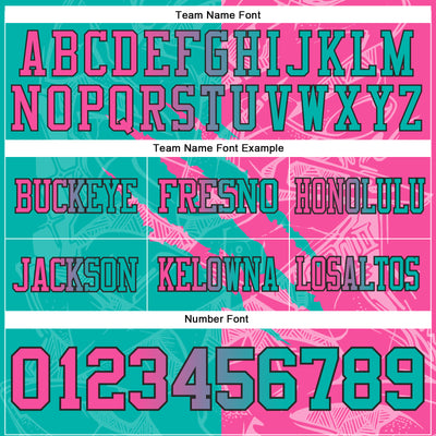 Custom Aqua Pink-Black Authentic Gradient Fashion Scratch Football Jersey