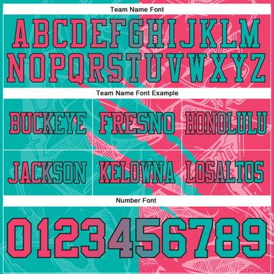 Custom Aqua Neon Pink-Black Authentic Gradient Fashion Scratch Football Jersey