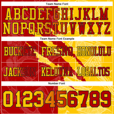 Custom Red Yellow-Black Authentic Gradient Fashion Scratch Football Jersey