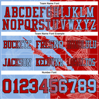 Custom Light Blue Red-Black Authentic Gradient Fashion Scratch Football Jersey