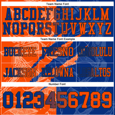 Custom Royal Orange-Black Authentic Gradient Fashion Scratch Football Jersey