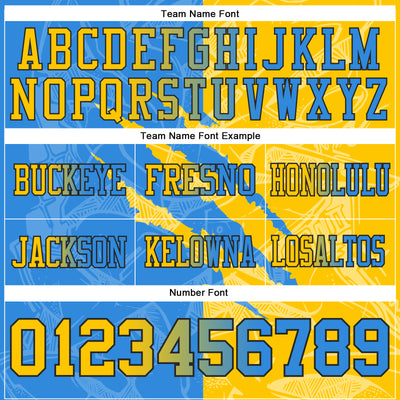 Custom Powder Blue Yellow-Black Authentic Gradient Fashion Scratch Football Jersey