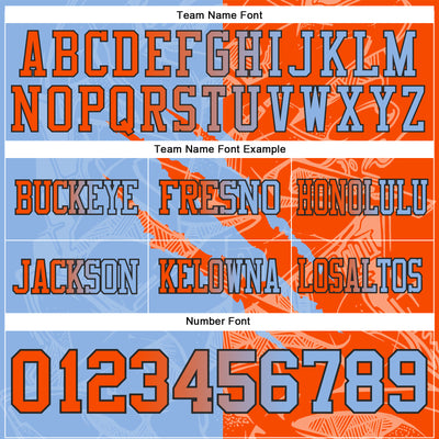Custom Light Blue Orange-Black Authentic Gradient Fashion Scratch Football Jersey