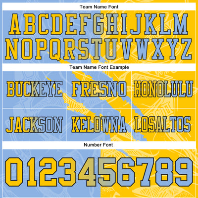 Custom Light Blue Yellow-Black Authentic Gradient Fashion Scratch Football Jersey