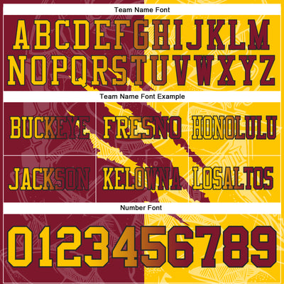 Custom Crimson Yellow-Black Authentic Gradient Fashion Scratch Football Jersey