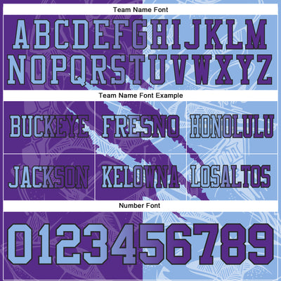 Custom Purple Light Blue-Black Authentic Gradient Fashion Scratch Football Jersey