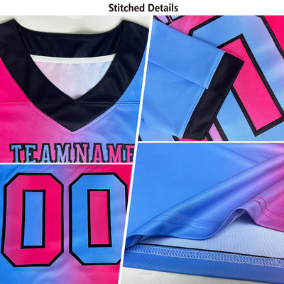 Custom Teal Yellow-Black Authentic Gradient Fashion Scratch Football Jersey