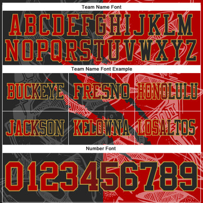 Custom Black Red-Old Gold Authentic Gradient Fashion Scratch Football Jersey