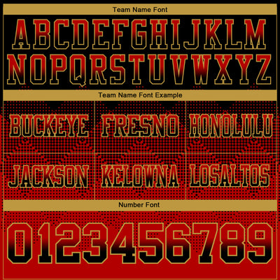 Custom Black Red-Old Gold Authentic Gradient Square Shape Flag Football Jersey