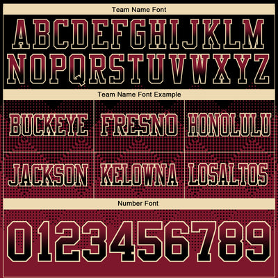 Custom Black Crimson-Cream Authentic Gradient Square Shape Flag Football Jersey