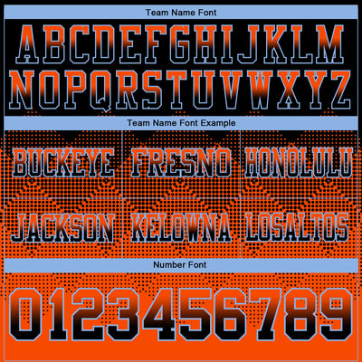 Custom Black Orange-Light Blue Authentic Gradient Square Shape Flag Football Jersey