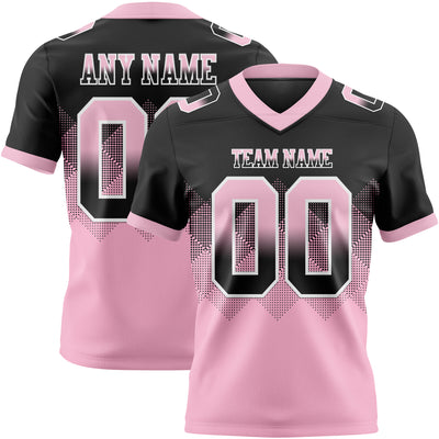 Custom Black Light Pink-White Authentic Gradient Square Shape Flag Football Jersey