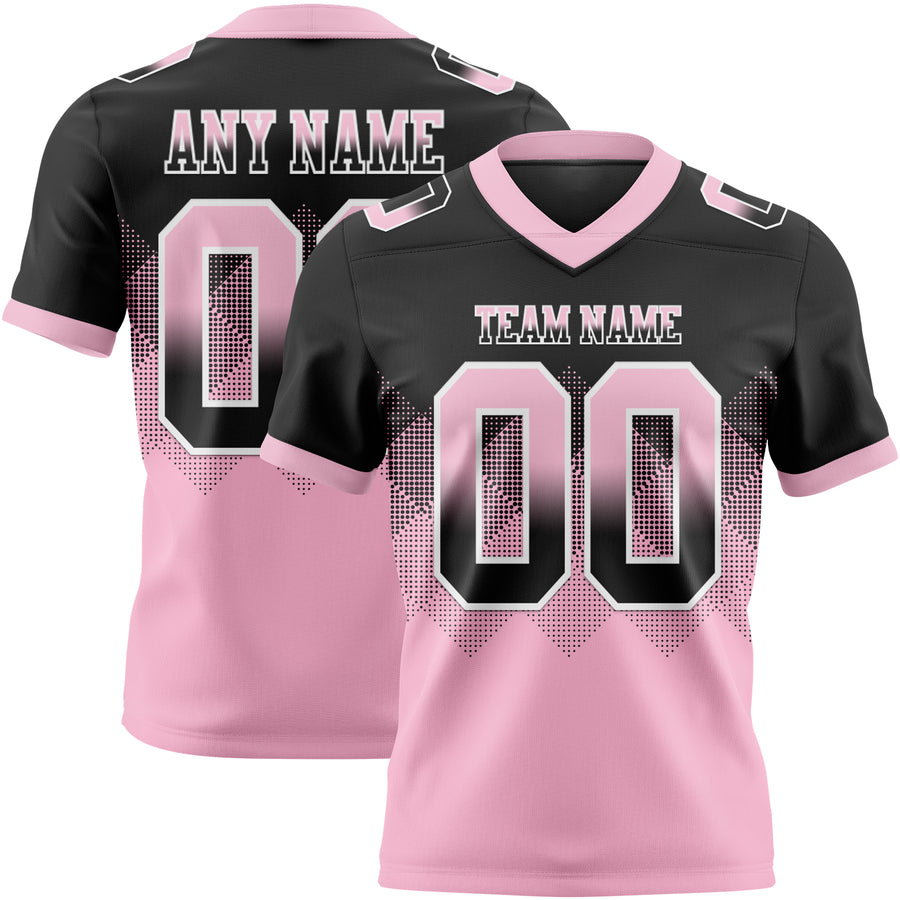Custom Black Light Pink-White Authentic Gradient Square Shape Flag Football Jersey