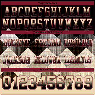 Custom Black Cream-Crimson Authentic Gradient Square Shape Flag Football Jersey