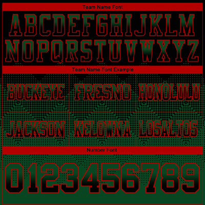 Custom Black Green-Red Authentic Gradient Square Shape Flag Football Jersey