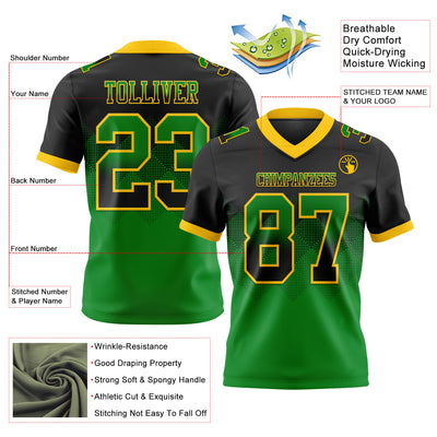 Custom Black Grass Green-Yellow Authentic Gradient Square Shape Flag Football Jersey