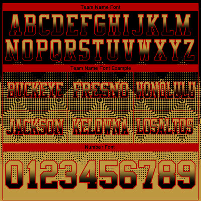 Custom Black Old Gold-Red Authentic Gradient Square Shape Flag Football Jersey