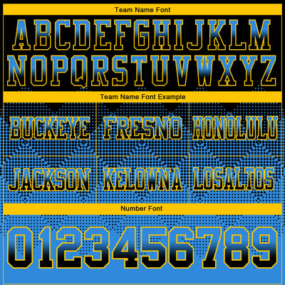Custom Black Powder Blue-Yellow Authentic Gradient Square Shape Flag Football Jersey