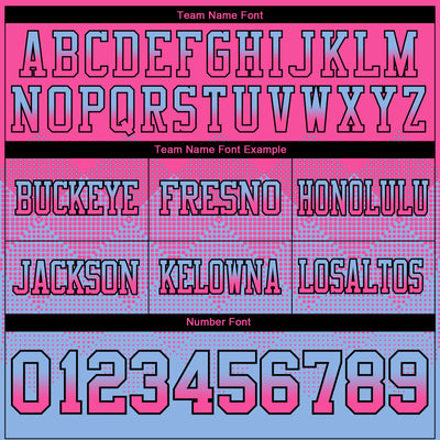 Custom Pink Light Blue-Black Authentic Gradient Square Shape Flag Football Jersey