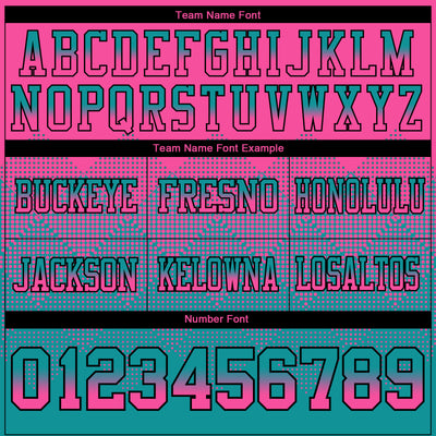 Custom Pink Teal-Black Authentic Gradient Square Shape Flag Football Jersey
