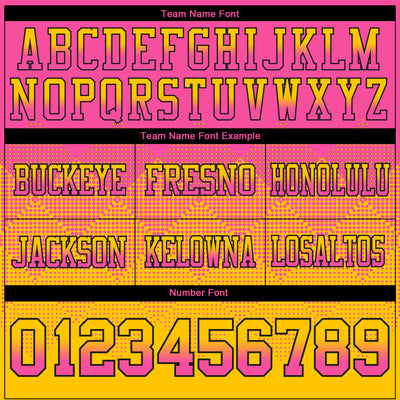 Custom Pink Yellow-Black Authentic Gradient Square Shape Flag Football Jersey