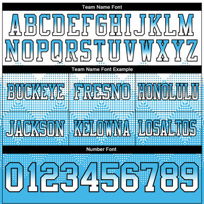 Custom White Sky Blue-Black Authentic Gradient Square Shape Flag Football Jersey