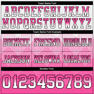 Custom White Hot Pink-Black Authentic Gradient Square Shape Flag Football Jersey