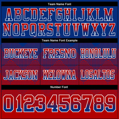 Custom Royal Red-White Authentic Gradient Square Shape Flag Football Jersey