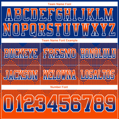 Custom Royal Orange-White Authentic Gradient Square Shape Flag Football Jersey