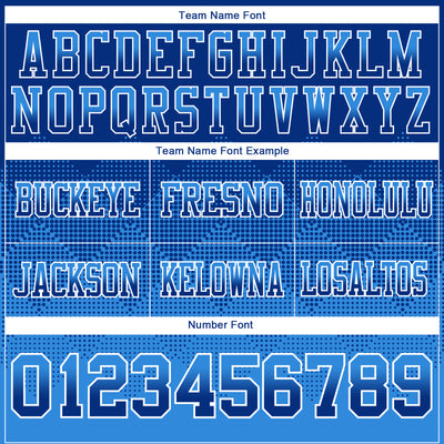 Custom Royal Powder Blue-White Authentic Gradient Square Shape Flag Football Jersey