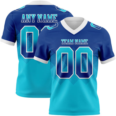 Custom Royal Lakes Blue-White Authentic Gradient Square Shape Flag Football Jersey