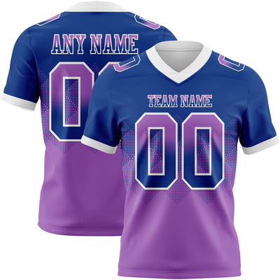 Custom Royal Medium Purple-White Authentic Gradient Square Shape Flag Football Jersey