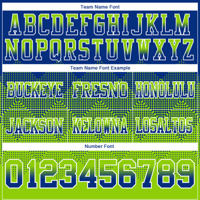 Custom Royal Neon Green-White Authentic Gradient Square Shape Flag Football Jersey