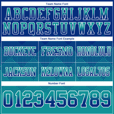 Custom Royal Teal-White Authentic Gradient Square Shape Flag Football Jersey