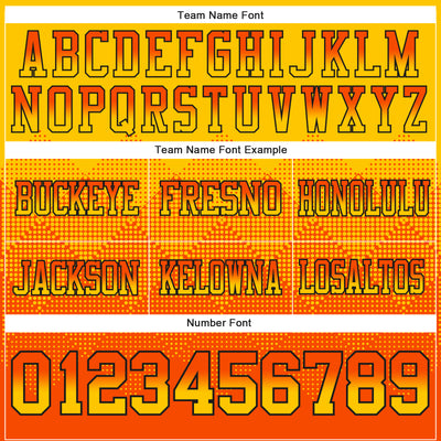 Custom Yellow Orange-Black Authentic Gradient Square Shape Flag Football Jersey