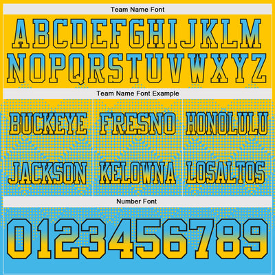 Custom Yellow Sky Blue-Black Authentic Gradient Square Shape Flag Football Jersey