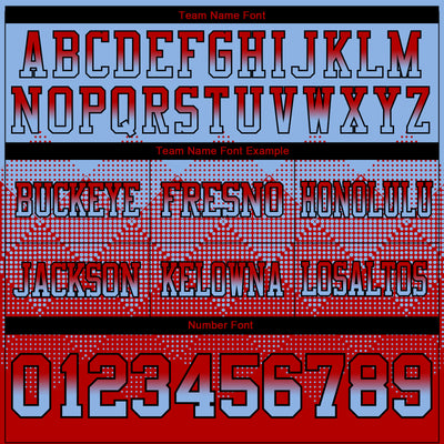 Custom Light Blue Red-Black Authentic Gradient Square Shape Flag Football Jersey