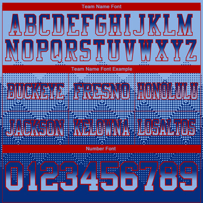 Custom Light Blue Royal-Red Authentic Gradient Square Shape Flag Football Jersey